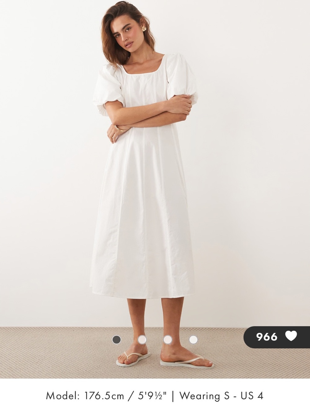 ASOS JDY drop waist midi dress in white size small